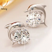 Милые романтические Дельфин милые серьги-гвоздики для женщин высокого качества ювелирные изделия Круглый посеребренный Циркон Brinco Bijoux