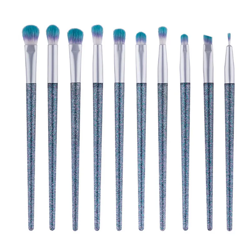 Многоцветный 10 шт Crystal Eye Shadow Brush пайетки макияж для глаз комплект peinceau Макиллаж B1 - Handle Color: Многоцветный