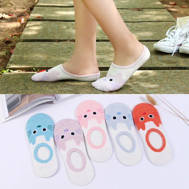 

5 pair/package Women Soft invisible socks Low Cut Casual Cotton Loafer Boat Non-Slip Invisible No Show Socks