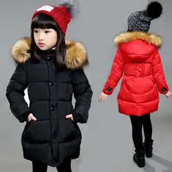 2016 девушки зимнее пальто пуховик детский хлопка мягкой пиджаки толстые Корейской версии длинные теплые пальто doudoune enfant fille пуховик для
