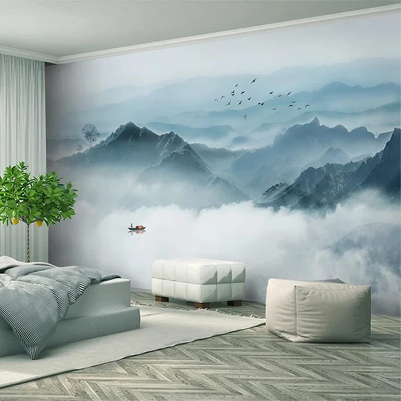 

Photo Wallpaper New Chinese Style Ink Landscape Murals Living Room Bedroom Home Decor Mural Wall Paper For Walls Papel De Parede