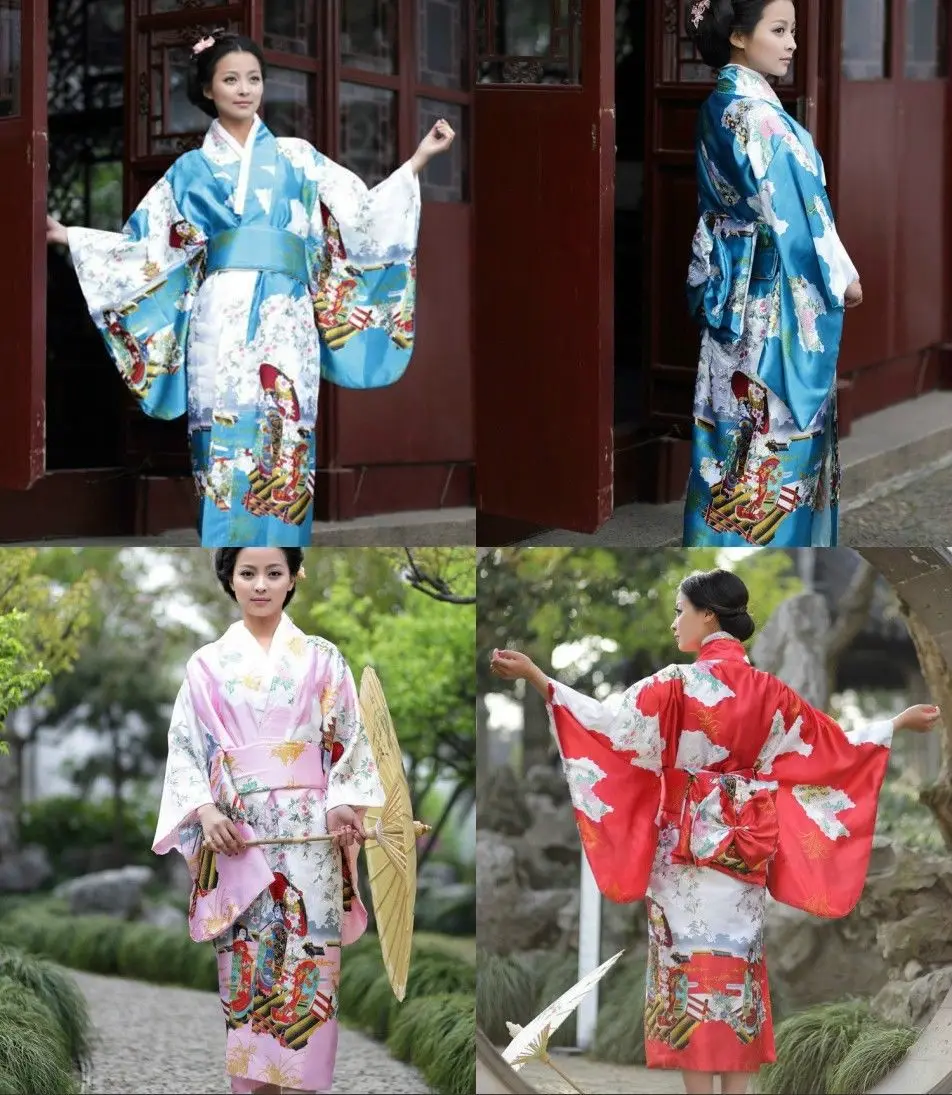 Традиционная японская одежда модный светильник синий винтажный юката Японский хаори кимоно Obi вечернее платье один размер