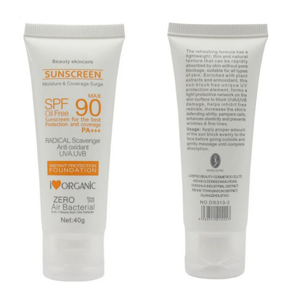 Солнцезащитный крем для лица Max 90 масло бесплатно Красота Увлажняющий крем отбеливающий крем антиоксидант UVA/UVB Sunblock