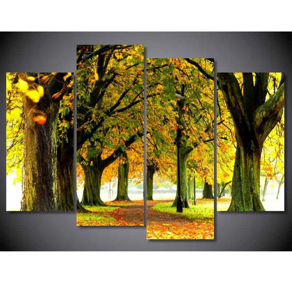 Painting Style Wall Modular Pictures For Living Room 4 Panel Nature