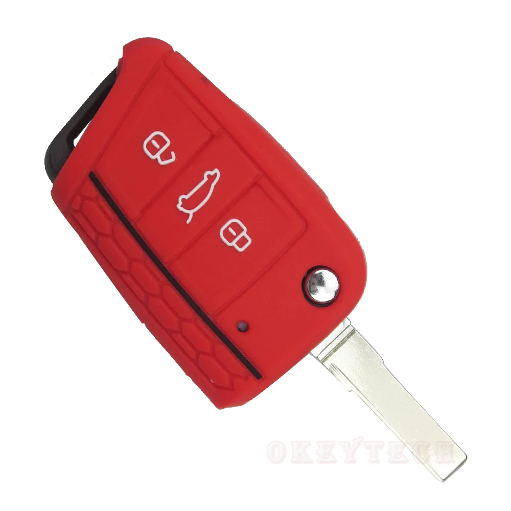 Car Accessories Key Case Key Bag For Volkswagen For VW Golf 7 mk7 Good Quality Silicone Key Portector Case Key Cover 3 Buttons (5)