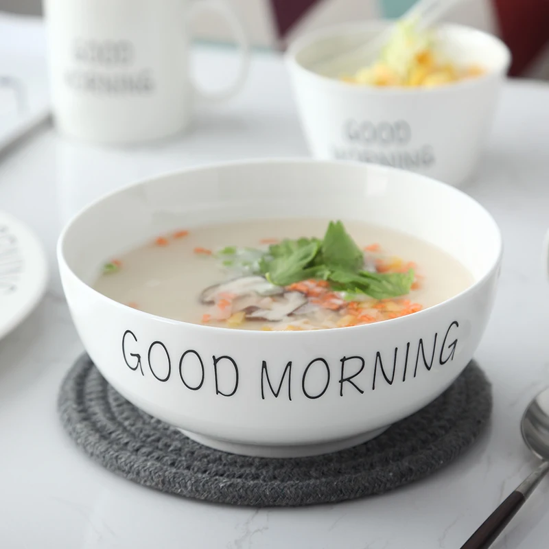 "GOOD MORNING" фарфоровая посуда керамическая салатная суповая рисовая миска для десерта тарелка кофейная чашка блюдце кружка обеденный набор столовая посуда