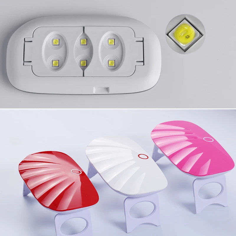 

Portable USB Cable 6leds Nail Machine Tool Mini Phototherapy Machine Shell Light LED Nail Dryer Nail Art Tools
