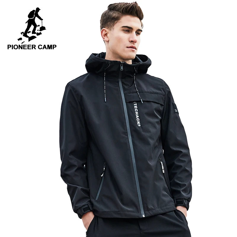 Мужская куртка Pioneer Camp черная Повседневная с капюшоном | одежда