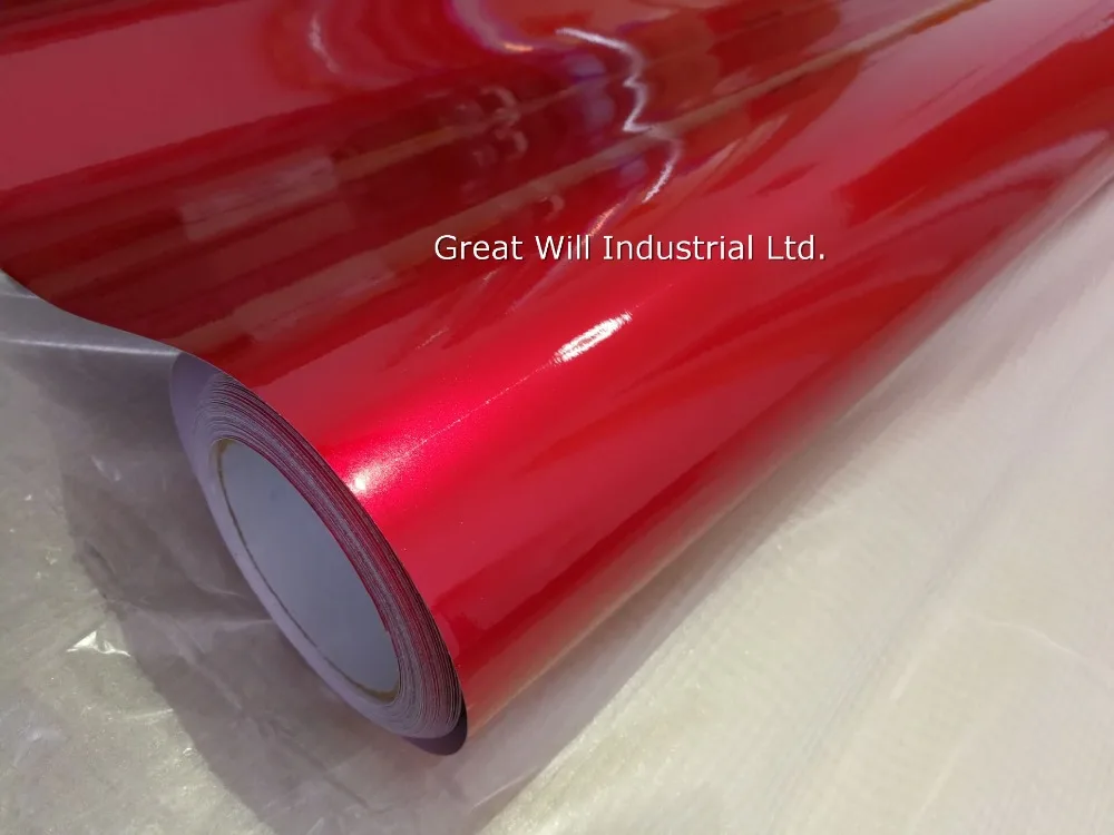 

Candy Glossy Red Vinyl Wrap Film Blood Cherry Red Gloss Candy Vinyl Car Wrap Covering Style With Air Bubble Free 1.52*20M/Roll