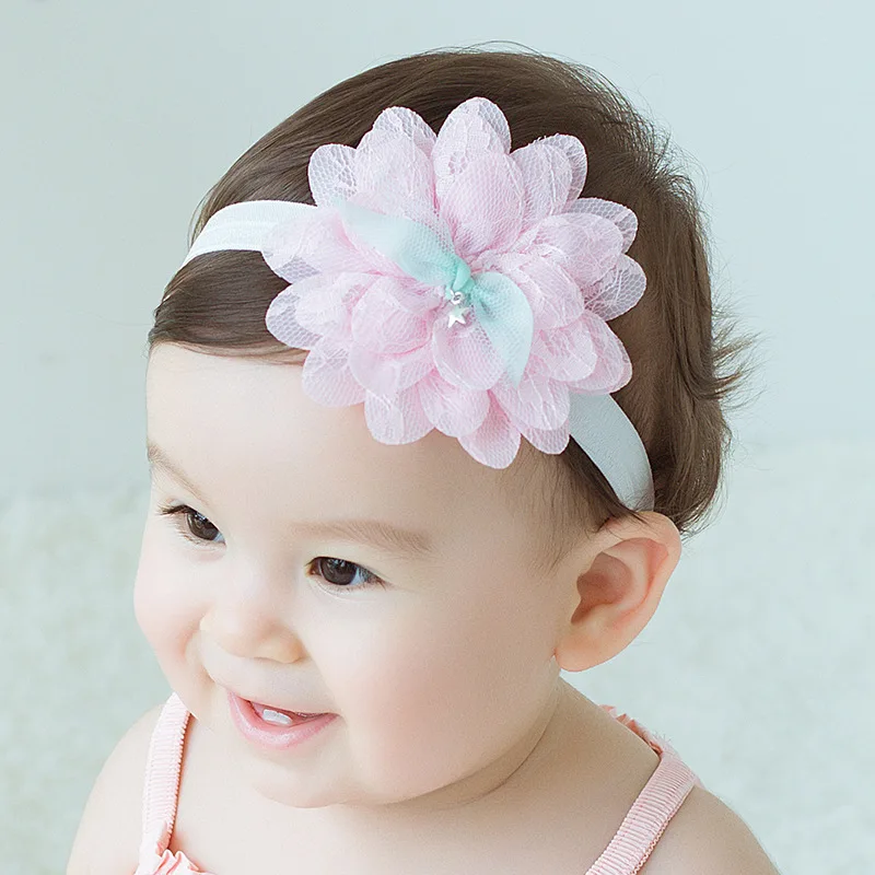 

0-2 years girl delicate Florals Headband Newborn Baby Elastic Princess Hairbands Kids lace flower Style Cute Headwear Gifts