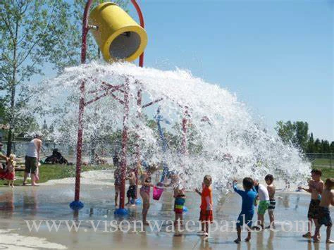Resort hotel water park equipment fiberglass swimming pool spiral family tipping water bucket VISON WATERPARKS (1)