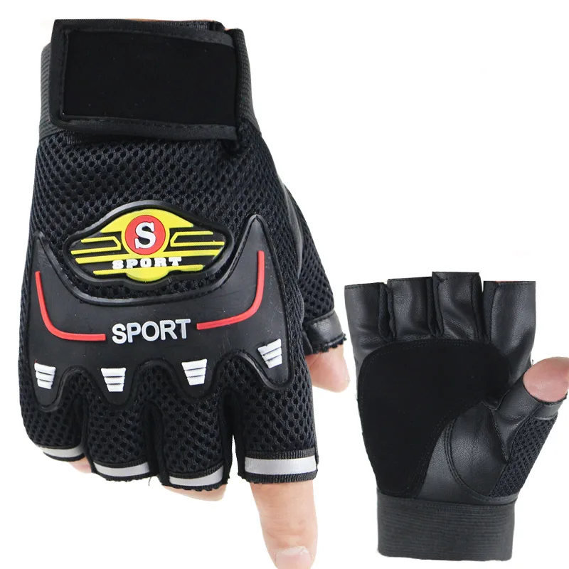 Leather Half Finger Gloves Fingerless Driving Gloves Breathable Anti-slip Gloves Motorcycle Fashion Outdoor Sun Protection