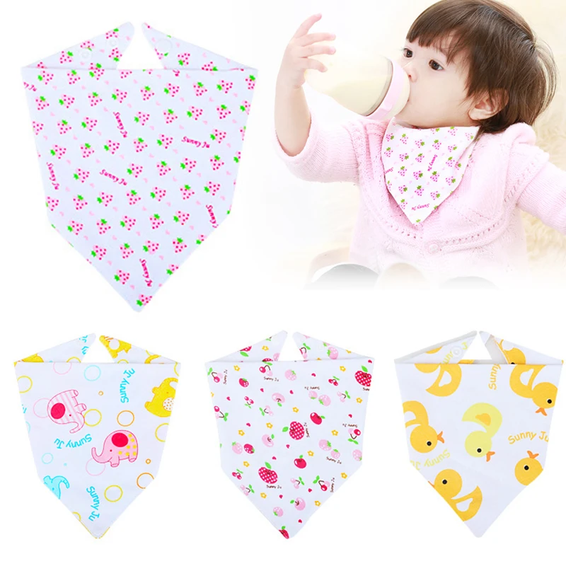 

Cotton Bibs Infant Feeding Baby Kids Saliva Bib Washable Cute cartoon image Triangle towel Children Random Color boys girls