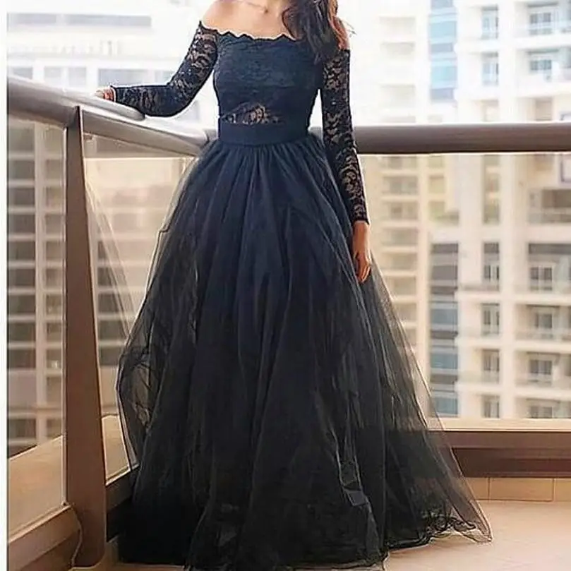 long sleeve off the shoulder dress formal