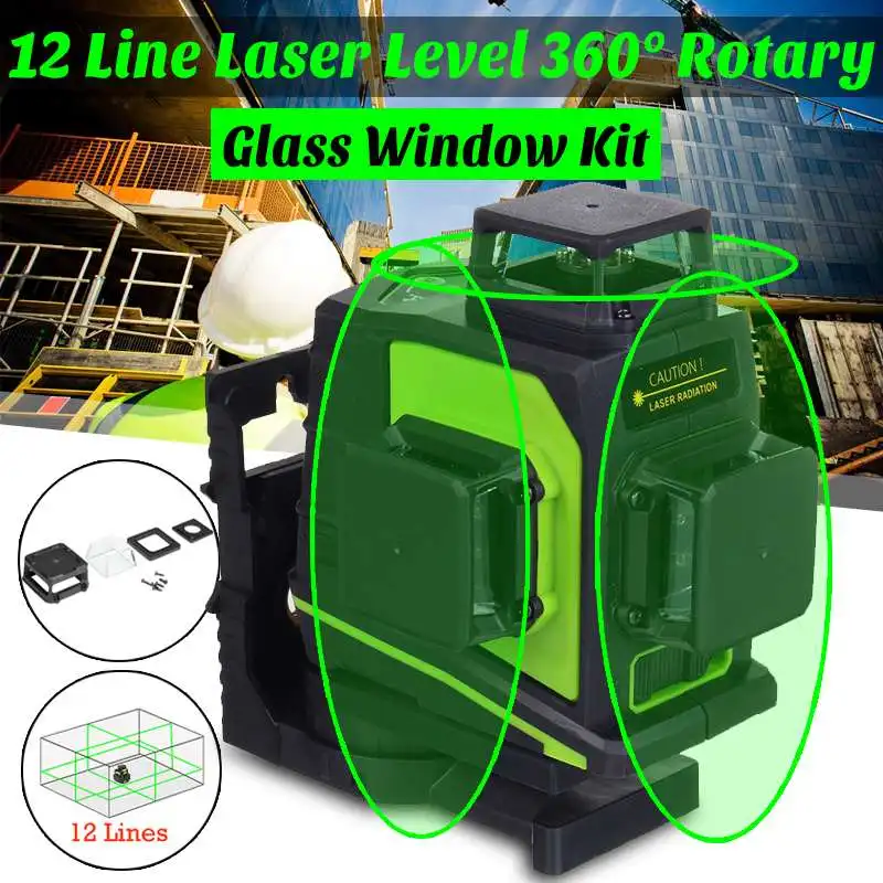 

12 Lines Green Cross Line Laser Level 510nm 3D 360 Degree Rotation Auto Leveling Horizontal Vertical Laser Beam with Bracket