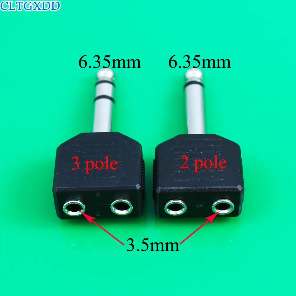 

cltgxdd Double Stereo Jack 6.35 Connector 6.35mm Speaker 2 pole 3Pole Plug to 2x6.35mm mono JACK Connector/audio adapter