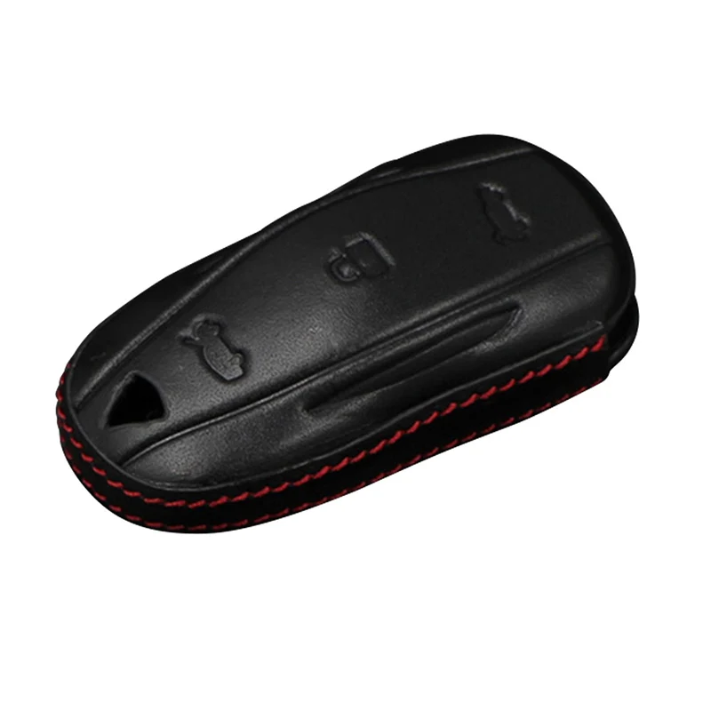 

New Car Key Protective Bag Genuine Leather Case Holder for Tesla Model X&S