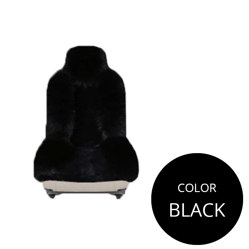 Чехол для автомобильного сиденья, Длинная шерстяная зимняя универсальная подушка для переднего сиденья из овчины, натуральные Чехлы для автомобиля, аксессуары для салона автомобиля - Название цвета: 1pc Black