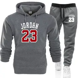 Новый 2019 бренд спортивный костюм Мода JORDAN 23 для мужчин спортивная из двух частей наборы для ухода за кожей все хлопок флис толст