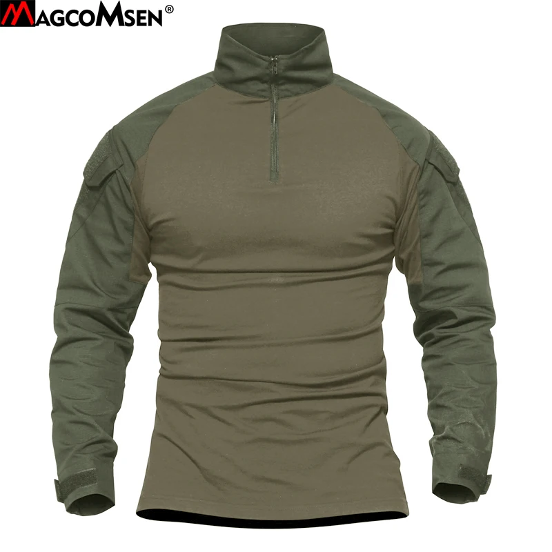 

MAGCOMSEN Tactical t shirts Men Military Army Green Rip-stop SWAT Combat Shirts Spring Long Sleeve Airsoft Hunt Shirts WS-013