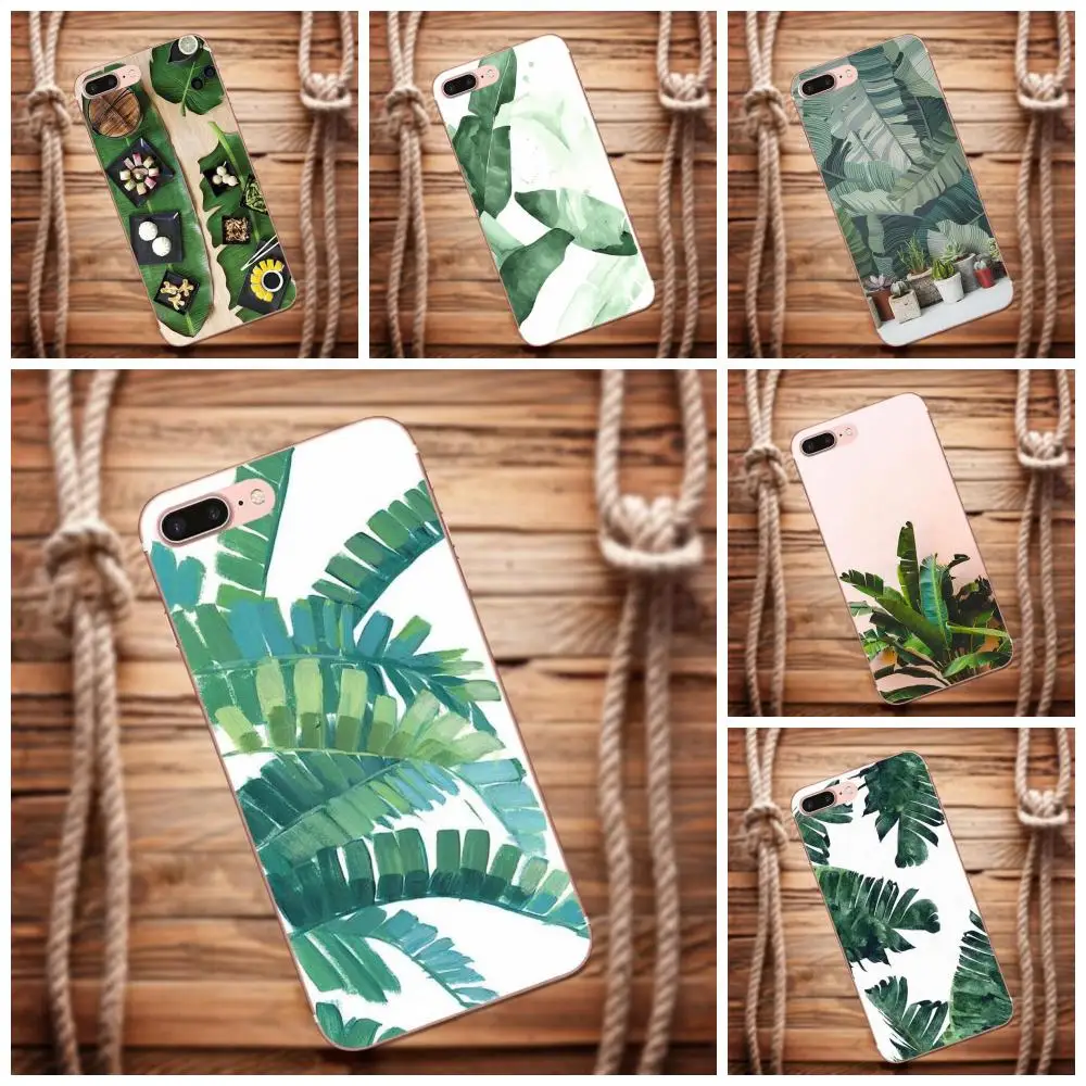 Vvcqod рисунок банановых листьев тропические для Iphone 4 4s 5 5C 5S SE 6 S 7 8 Plus X чехол Moto G G2 G3