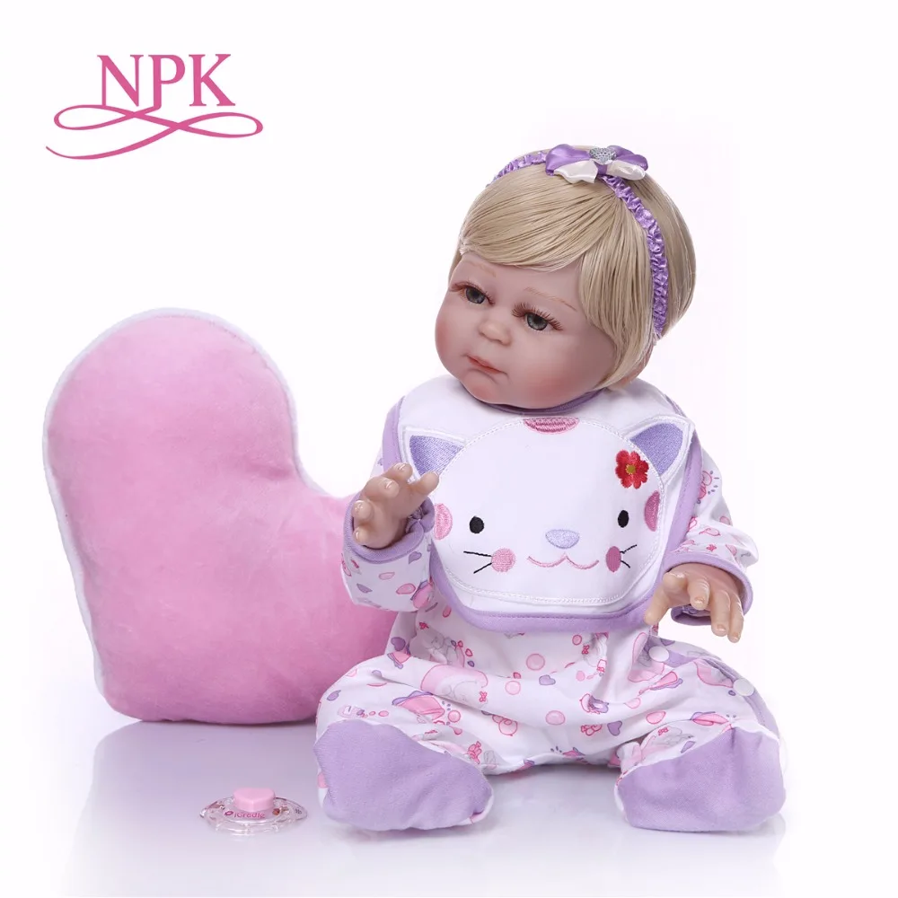 Силиконовая кукла реборн NPK с фиолетовым сердцем 19 дюймов Реалистичные модные