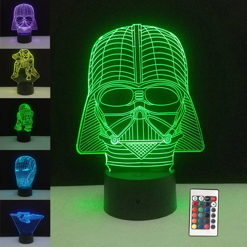 

Star Trek Night Light Led Lamp Superheroes Iron Man USB Lighting 7 Colors Luminaria Table Lamp Bedroom Decor for Kids Gift