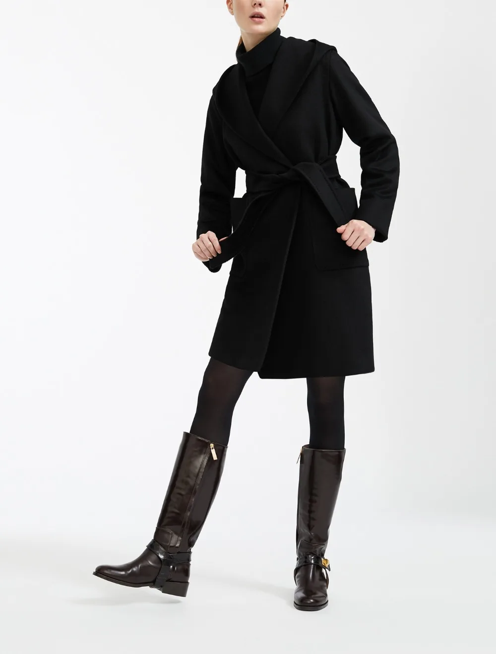 Осенне-зимнее Новое Женское пальто в европейском и американском стиле, красивое кашемировое пальто с капюшоном, простое тонкое пальто с большим карманом