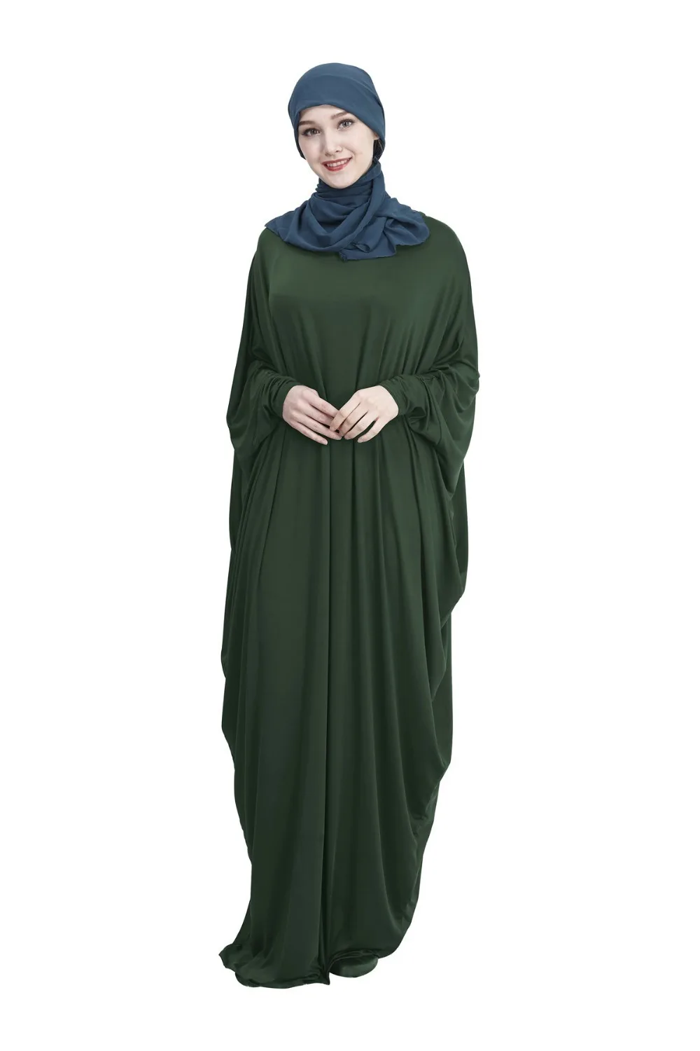 Повседневное мусульманское Макси-платье с рукавом «летучая мышь», кардиган, свободный длинный халат, платья Рамадан, мусульманская молитвенная одежда, служба поклонения