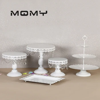

Gold/White 5Pcs/Set Crystal Metal Cake Stand Holder Display Cupcake Serving Stand Rack Birthday Party Wedding Decorations