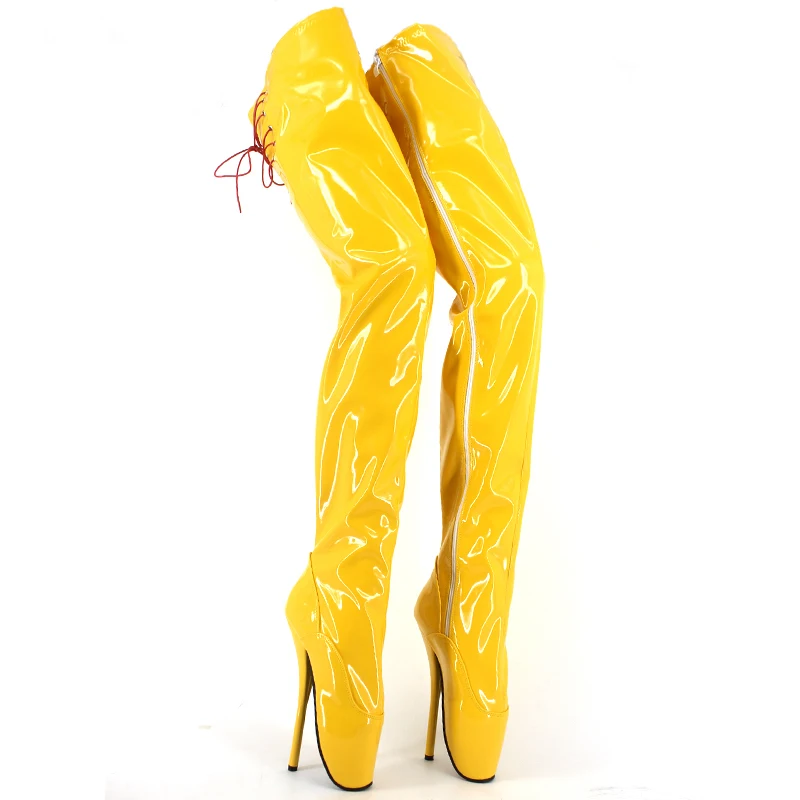 yellow patent boots