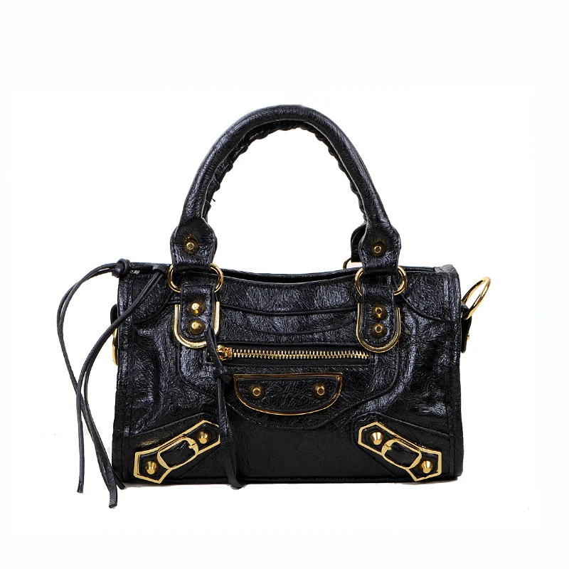 جديد الفاخرة خمر النساء حقائب صغيرة الأوسط حجم مصمم الجلود حقائب كتف 2019 سستة برشام دراجة نارية Crossbody أكياس