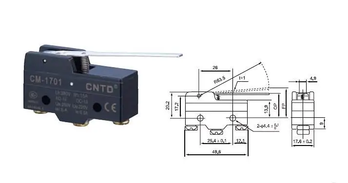 Высокое качество CNTD CM-1701 микро-переключатель/концевой переключатель Ui 380V Ith 15A для электрического вилочный погрузчик инструмент