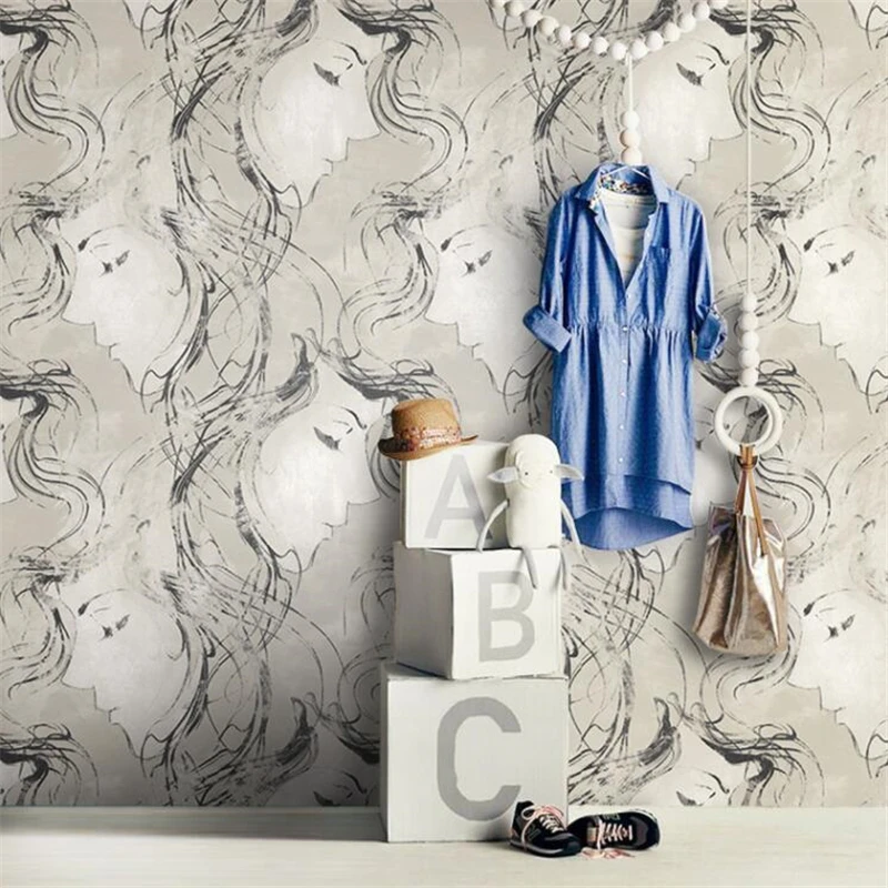 Beibehang современный минималистский моды Красота Эскиз обои творческая личность одежда Парикмахерская Cafe фоне обоев