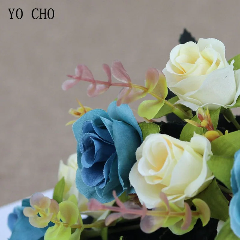 YO CHO букет роз Свадебный цветок невесты Букет Искусственный Шелковый цветок розы композиция украшение для дома