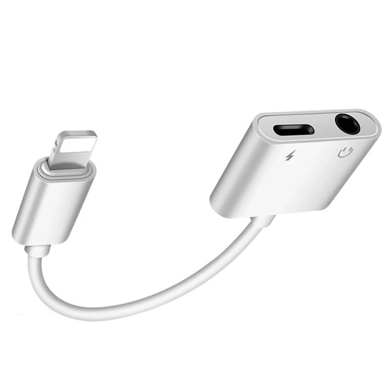 2 в 1 адаптер Lighting to 3,5 мм Jack + 8 Pin разъем для iPhone 7 8 Plus X XS Max XR портативный телефонный зарядный кабель конвертер 2 в 1 адаптер Lighting to 3,5 мм Jack + 8 Pin разъем для iPhone 7 8 Plus X XS Max XR портативный телефонный зарядный кабель конвертер