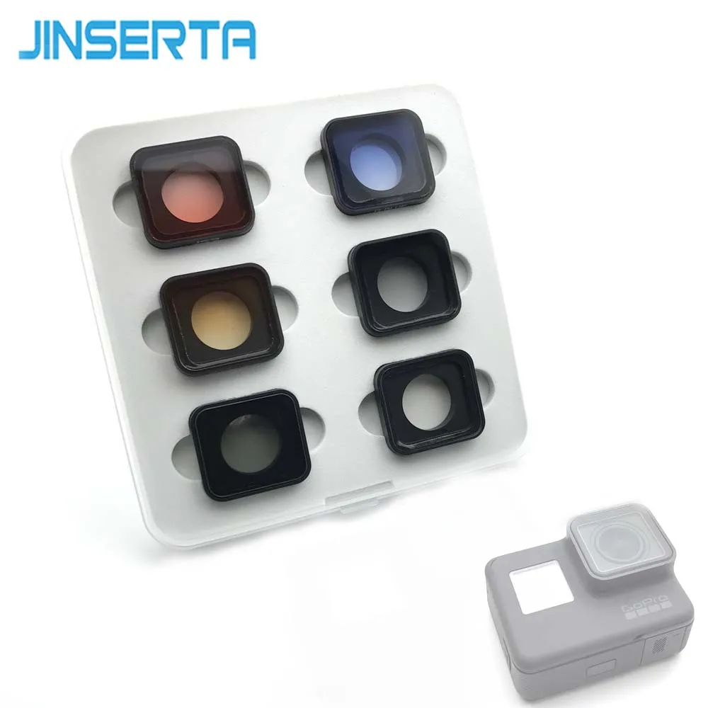 

JINSERTA 6-Pack Filters Kit UV CPL Gradient Red Blue Grey Orange Color Filter for GoPro Hero 6/5 Camera Accessories