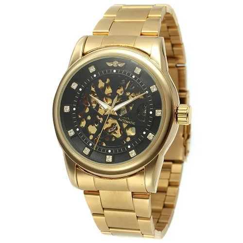 T-WINNER, Алмазный Скелет, дизайн, мужские часы, Лидирующий бренд, роскошные, автоматические, модные, спортивные, мужские наручные часы, мужские часы - Цвет: Gold Black
