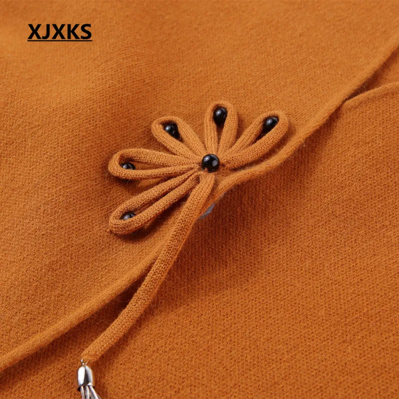 Automne Xjxks bourgogne Manteau Manches Bleu Solides orange Unique Outwear Gris 8057 marine Green Bouton Chandails Cardigan Veste Cardigans Hiver rouge Longues army Femmes Longue qAECgArxw
