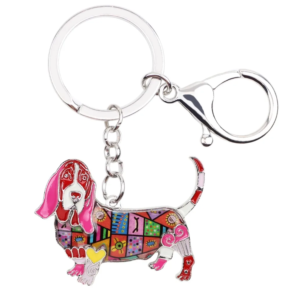 WEVENI металлический брелок для ключей в виде собачьей собаки, кольцо для ключей с сумочкой, очаровательный автомобильный брелок для ключей, новинка, эмалированный брелок в виде животного, ювелирное изделие для женщин