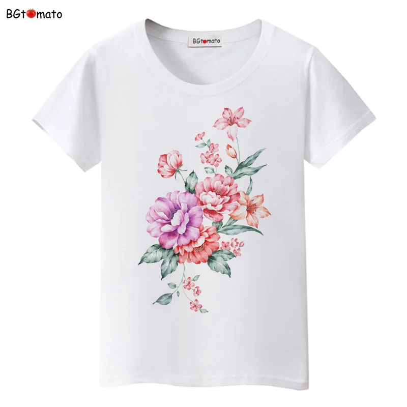 BGtomato Beautiful flower printing lovely t shirts woman's popular