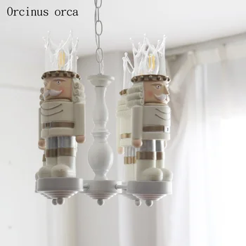 

Cartoon creative walnut King chandelier boys girls bedroom children's room lights American modern resin LED Chandelier