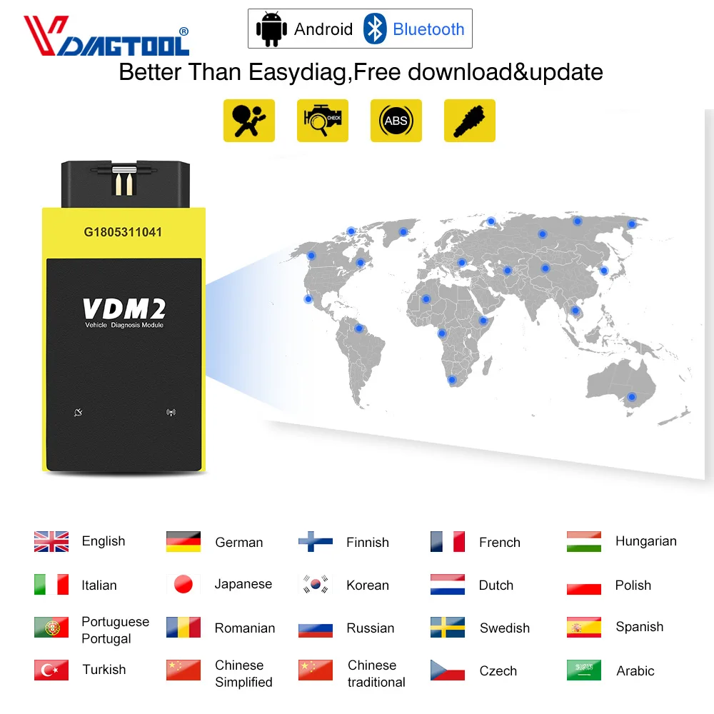 UCANDAS VDM II wifi и Bluetooth Автомобильный сканер кода VDM2 полная система V5.5 многоязычный как easydiag для Android 4,0 8,0 7,0