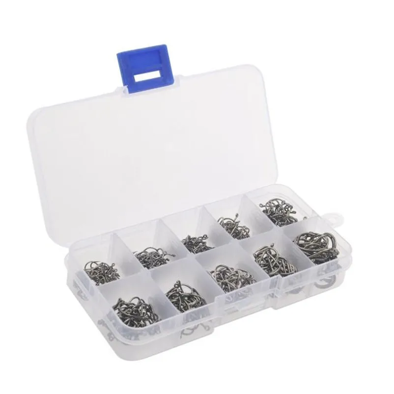 Fishhooks 500pcs Small Size Black Freshwater Fishhook with Plastic Box Fishing Acessorios Fishing Hooks Set#5S14 (2)