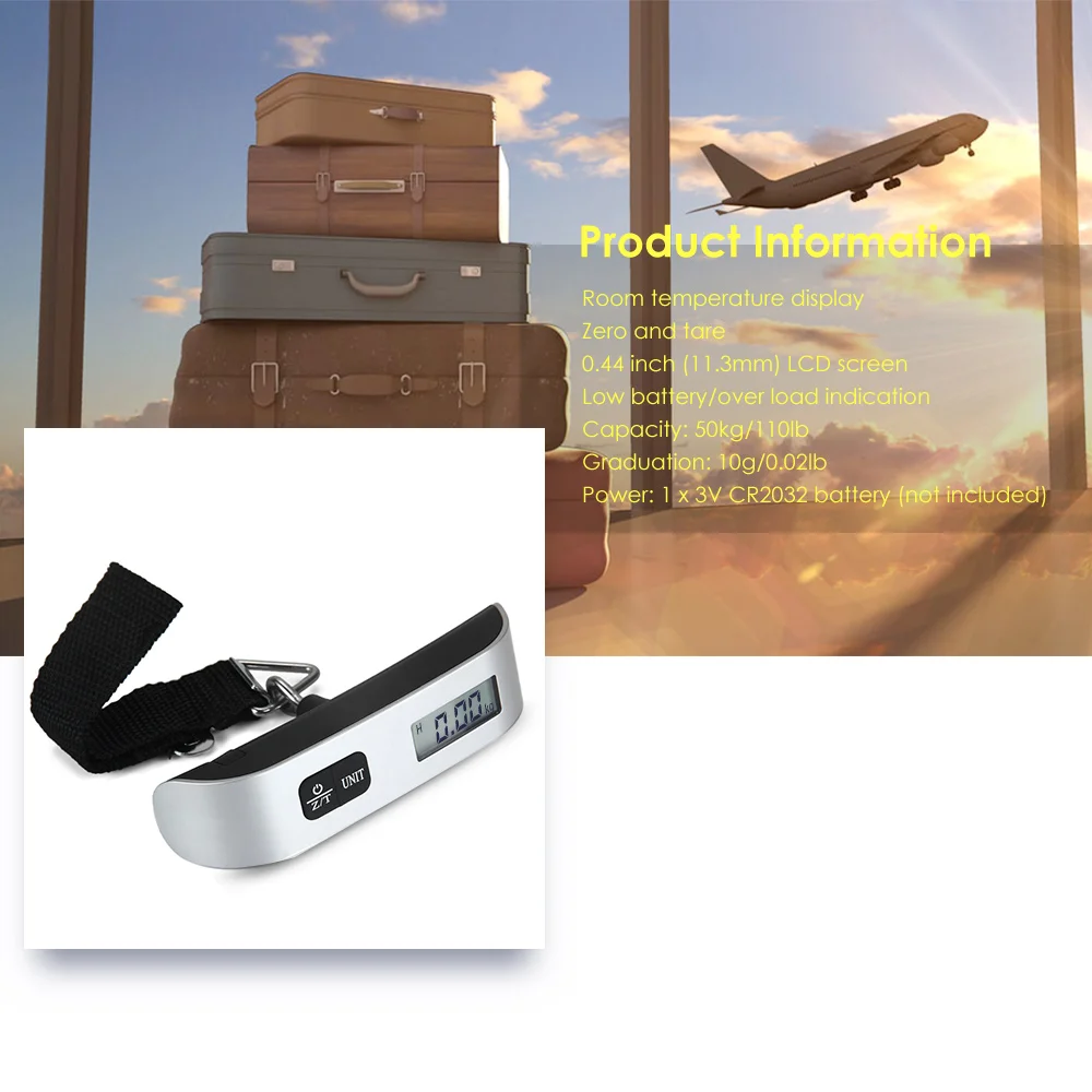 Портативный ЖК миниатюрный чемодан электронные весы термометр 50 кг Емкость подвесной цифровой Крюк для взвешивания Весы устройство