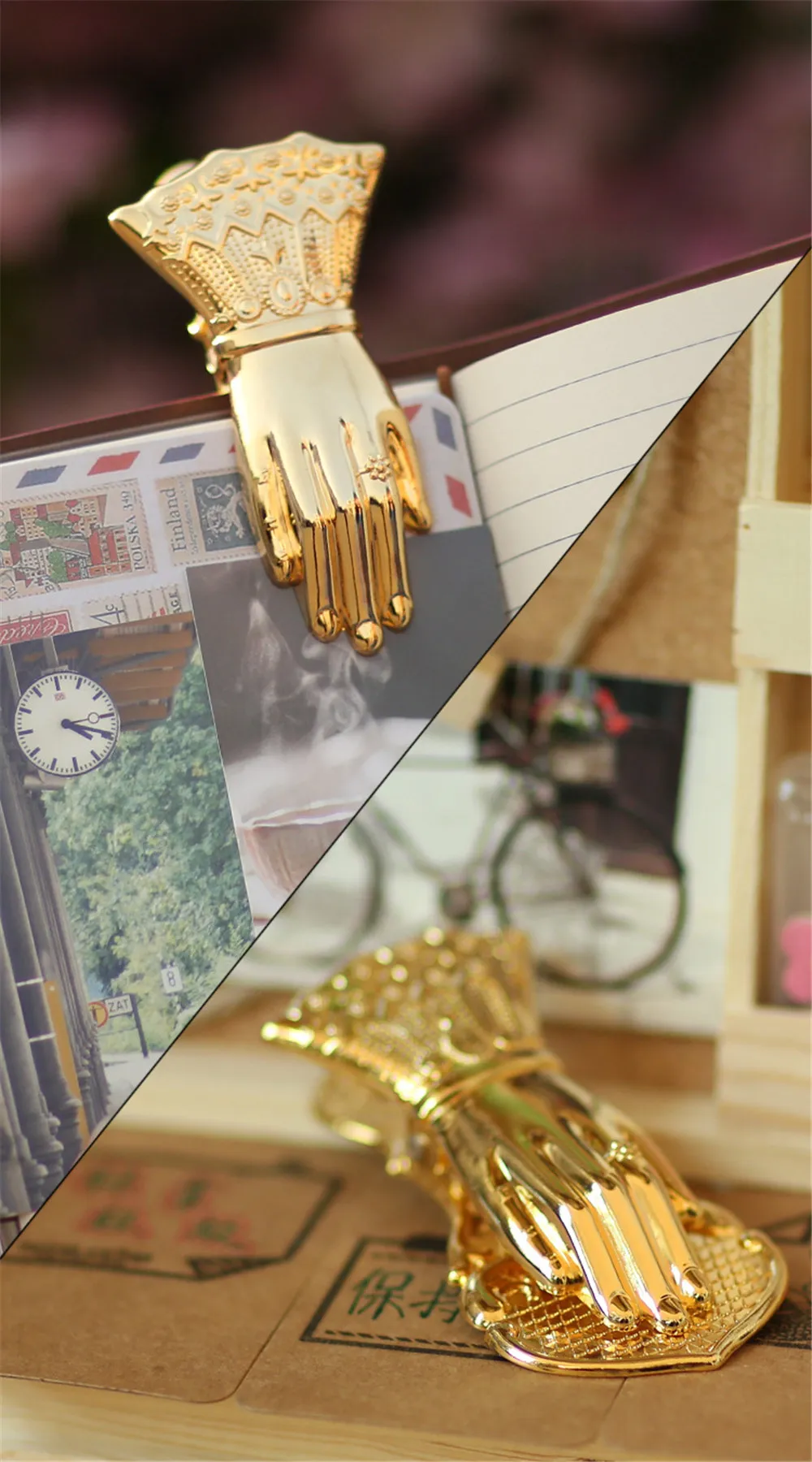 Роскошный Шикарный офисный зажим для хранения бумаги Ins из кованого золота Винтажный зажим для хранения документов из сплава в форме руки