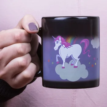 

1 Pieces Original Color Changing Temperature Unicorn Ceramic Mug Multi Colour Hot Cup New