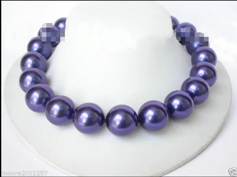 

hot-selling Jewelry 20mm round blue south sea shell pearl necklace 17.5