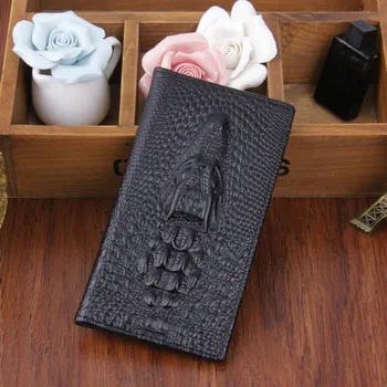 

2018 Genuine Leather Women Wallet Crocodile alligator pattern men Long Purse Vintage Solid Cowhide Cards Holder Clutch Fashion
