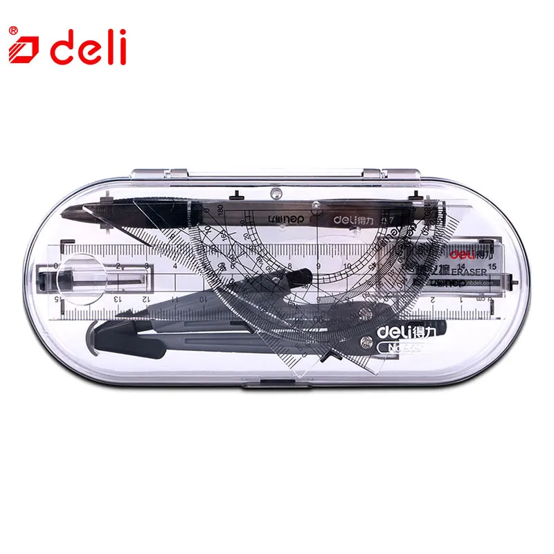 Deli 8 шт. набор линейки треугольные измерительные правила компасы тест на